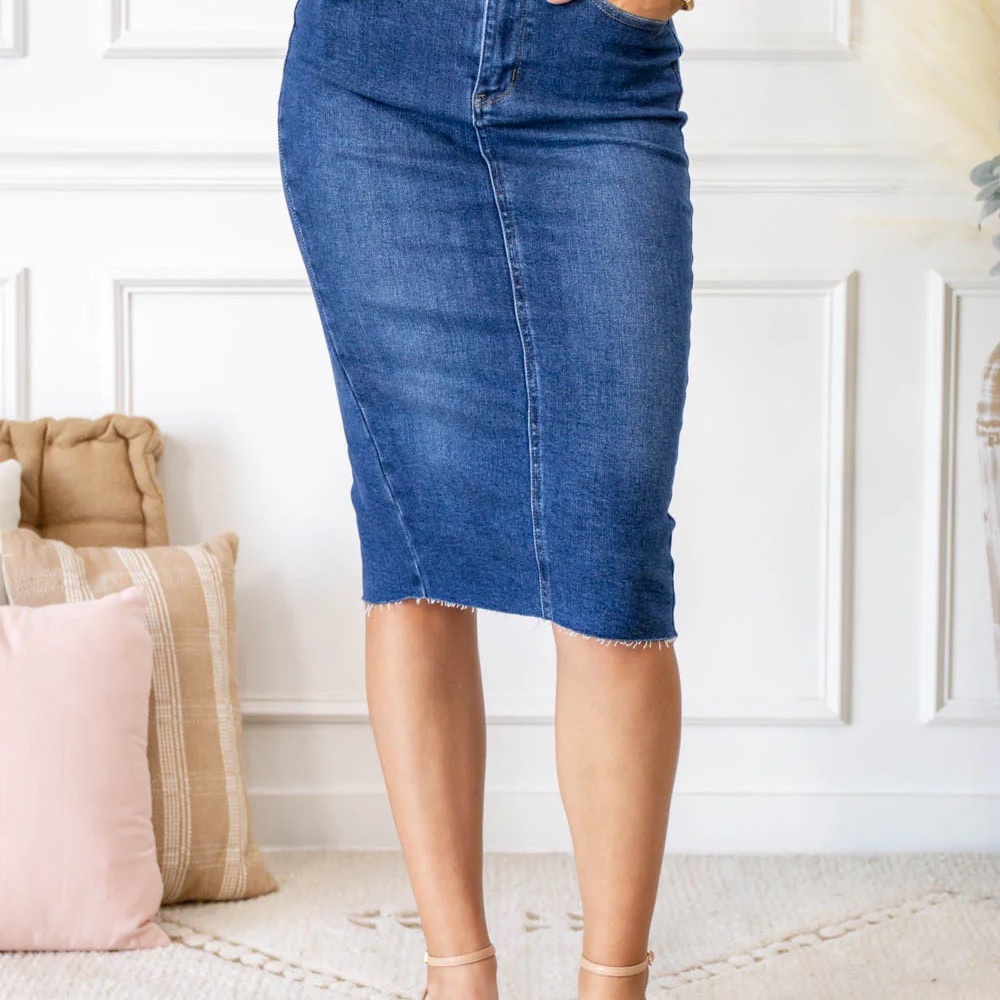 Katayone Adeli denim pencil skirt
